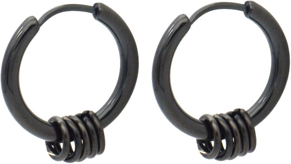 JSEA 3 Sizes Black Silver Stainless Steel Gold Small Hoop Huggie Earrings Womens Mens Earrings Hypoallergenic