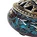 Incense Burner with Brass Calabash Incense Stick Holder - Porcelain Decorated Censer for Use with Cone or Coil Incense - Ceramic Ash Catcher Tray Bowl (Blue Fambe)