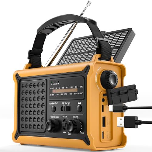 ROCAM 12000mAh Kurbelradio, Tragbares Solar Dynamo Notfallradio mit AM/FM