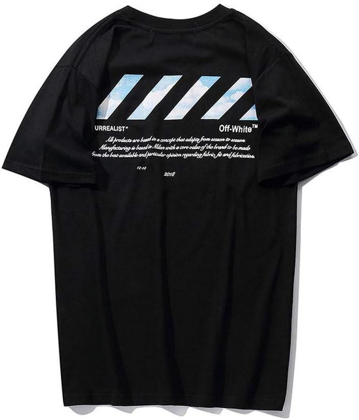 ZHXHX T-Shirt Tide Brand Off White Pigeon Clothes Loose Wild Men and Women Ins Lovers Summer Ow Half Sleeve Black-XXL