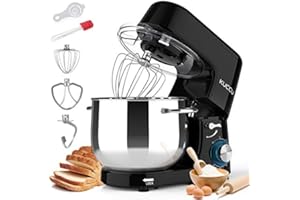 KUCCU Stand Mixer, 9.5 Qt 660W, 6-Speed Tilt-Head Food Dough Mixer, Electric Kitchen Mixer with Dough Hook, Flat Beater & Wire Whisk, Mixing Bowl (9.5-QT, Black)