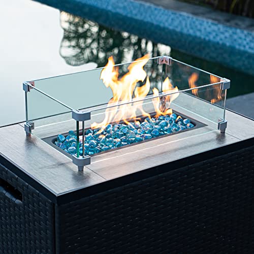 X Home 10 LB Fire Glass Diamonds, 1 Inch Fire Pit Glass for Fire Pit