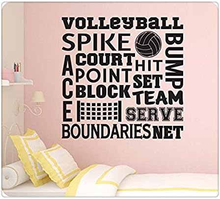 Wall Sticker 24" Volleyball Sports Sayings Collage Spike Team Serve Set Net Wall Decal Sticker Art Mural Home Décor Quote