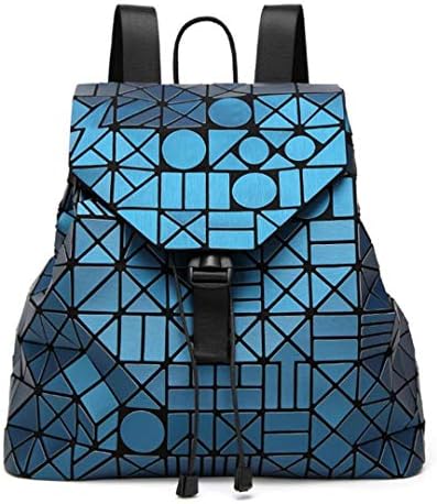Matte Geometric Women Backpack Bags Fashion School Bag Folding Girl Shoulder Bag Lake Blue