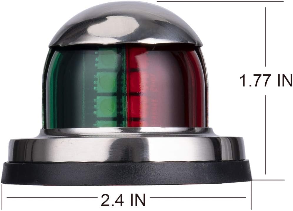 LYCAEA Stainless Steel LED Boat Navigation Lights, Waterproof Marine Navigation Lamp Marine Boat Bow Lights with Red and Green LED for Boat Pontoon Yacht Skeeter: Automotive