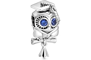 Pandora Wise Owl Graduation Charm - Compatible Moments Bracelets - Jewelry for Women - Gift for Women - Made with Sterling Silver & Man-Made Crystal