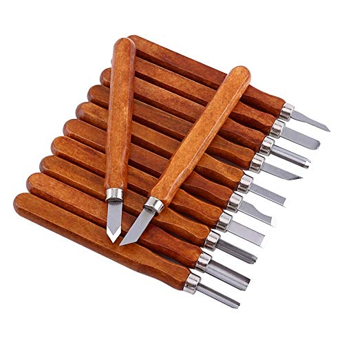 Wood Carving Tools, 14pcs Professional Carving Chisels Knife Kit for DIY Sculpture Carpenter Experts & Beginners, w/Protective Covers & Whetstone & Reusable Pouch.
