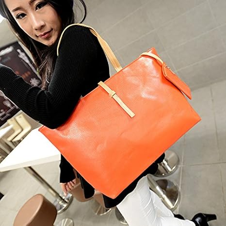 Amazon ノーブランド品 オレンジ セレブ フェイク レザー Pu 女性ファッション デザイナー ショルダーバッグ ミニポーチ付き コスプレ 仮装 通販