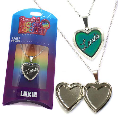 LEXIE PERSONALISED HEART SHAPED NAMED MOOD LOCKET FUN GIFT PRESENT