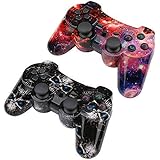 CHENGDAO PS3 Controller Wireless 2 Pack Double Shock Gamepad for Playstation 3 Remote,Six-axis Wireless PS3 Controller with Charging Cable