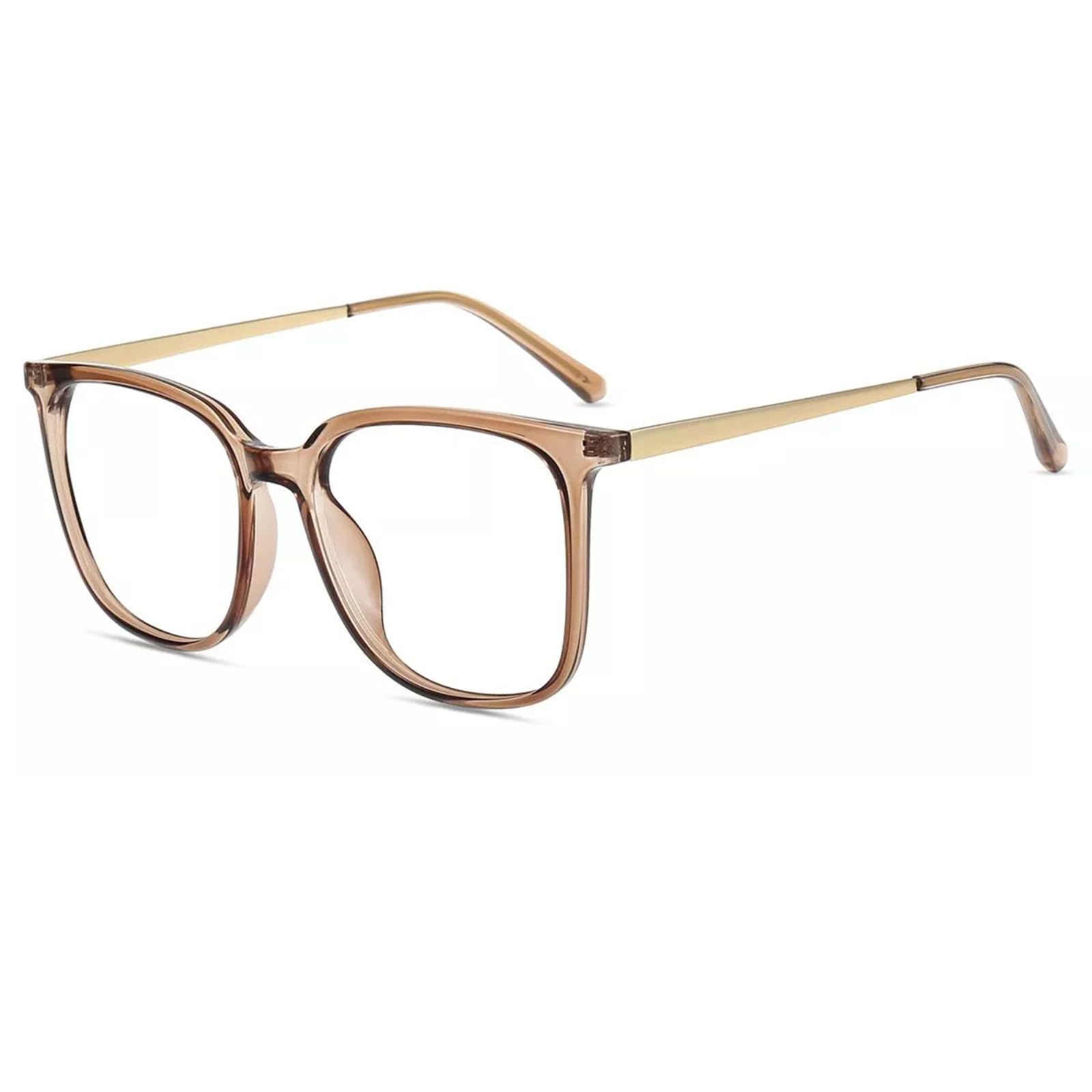 Firmoo Oversized Blue Light Blocking Reading Glasses for Men/Women, Square Computer Reader Glasses, Clear Brown +0.00