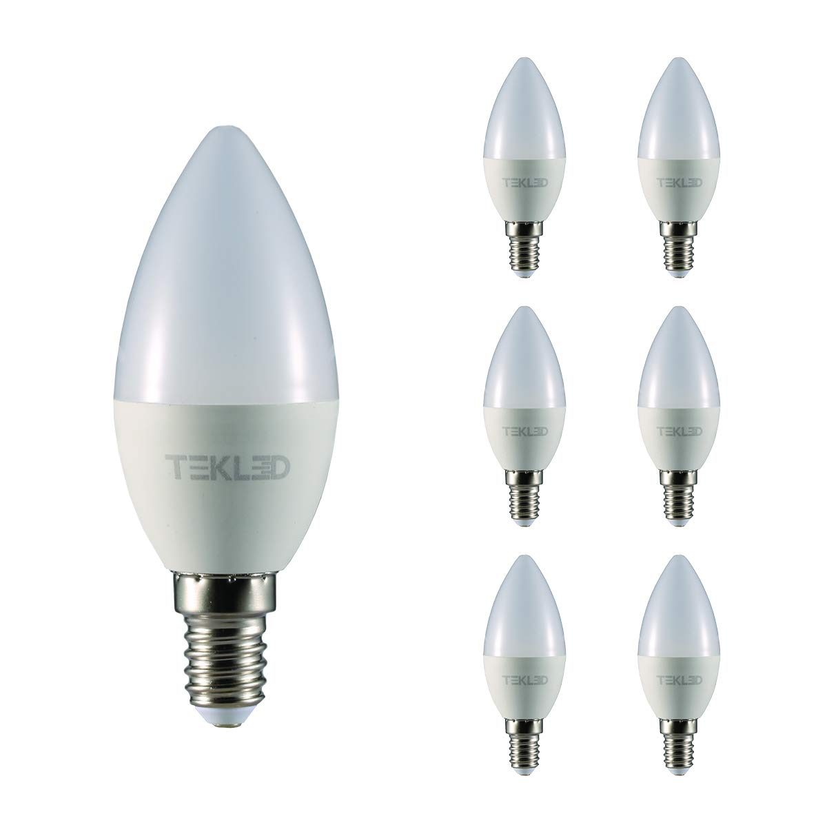 TEKLED® C37 LED Candle Bulbs | E14 Small Edison Screw | Energy Saving 5W Light Bulb 40W Incandescent Bulb Equivalent | 3000K 400 LM NONDIMMABLE | 6-Pack | Warm White