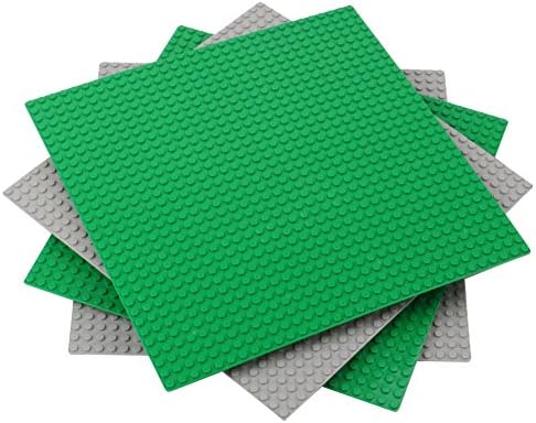 Pack of 4 Classic Building Baseplates Set 10 x 10 Inchs or 32x32 Studs Compatible With All Major Brands 2 Green 2 Gray