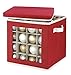 Whitmor Holiday Ornament Storage Cube with 64 Individual Compartments - Durable Non-Woven Polypropylene Fabric - Clear Front Window - Removable Top and Convenient Handle – Xmas Ornaments Organizer