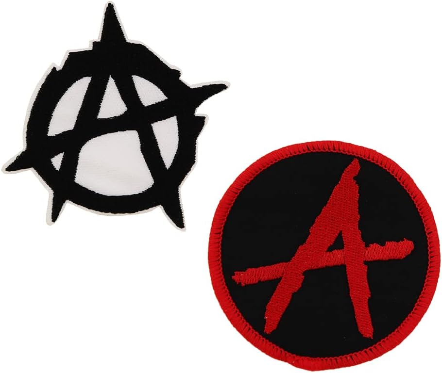 Mixed Media - Anarchy Symbol Anarchism Logo Embroidered Iron On Patches Punk Goth Emblem