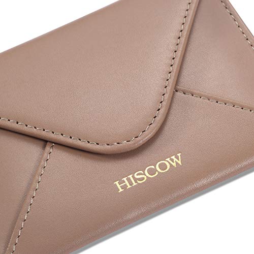 HISCOW Envelope Business Card Case with Magnet Closure - Italian Calfskin (Apricot)