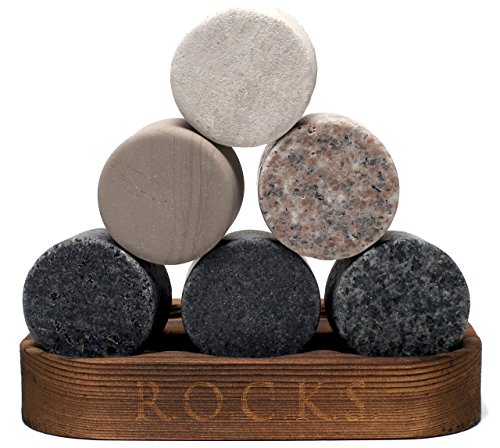 Whiskey Chilling Stones - Set of 6 Handcrafted Premium Granite Round Sipping Rocks - Hardwood Presentation & Storage Tray by R.O.C.K.S. - Image 6