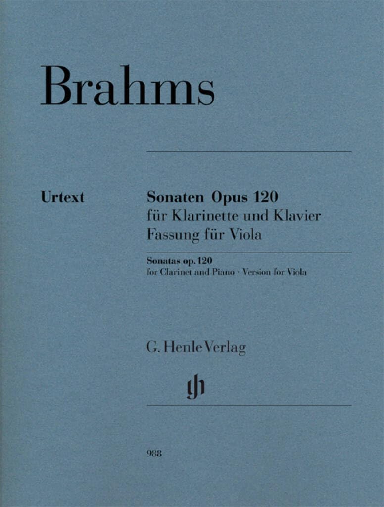 Sonatas for Piano and Clarinet, op.120 - Edition for Viola - revised edition, with marked and unmarked string part - viola & piano - (HN 988)