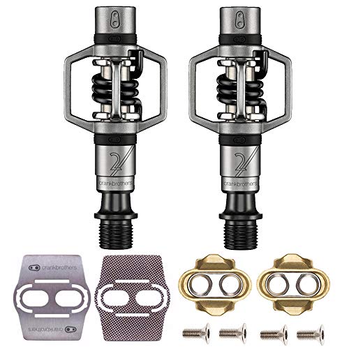CRANKBROTHERs Crank Brothers Eggbeater 2 Hangtag Bike Pedals with Premium Cleats and Bicycle Shoe Shields Set (Black)