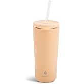 Manna Ranger Double-wall Insulated Stainless Steel Tumbler with Leak-proof Smart Seal Lid and Reusable Tritan Straw - 24 Oz - Sand