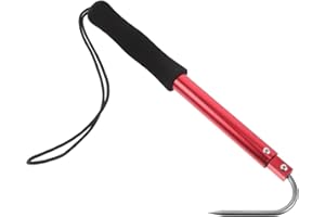KICHOUSE Stainless Steel Extendable Fish Grabber Hook with Anti-Slip Rubber Grip and Compact Telescoping