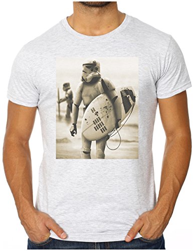 OM3 - STORMTROOPER SURFING - Men's Slim Fit T-Shirt (FITTED!!!), XL, heather grey