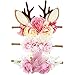 Floral Baby Girls Headband- BEAMIO Antlers Nylon Pink Hairbands Pack of 3