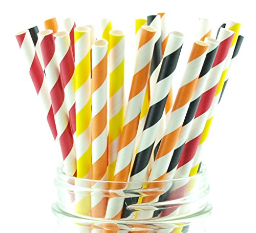 Firefighter Party Straws (25 Pack) - Fire Truck Birthday Party Supplies, Fireman Paper Straws, Fire Engine Station Party Decorations