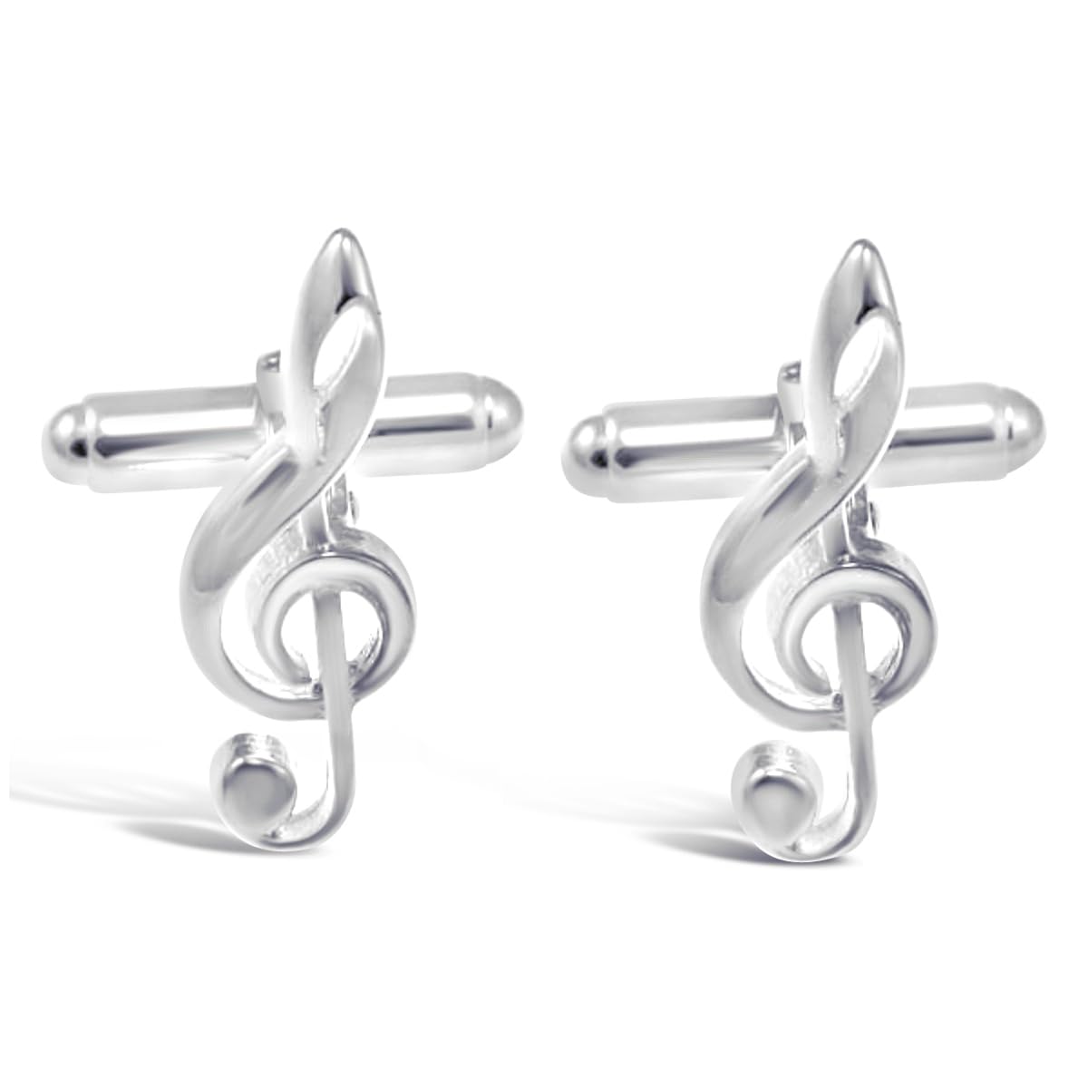Alexander Castle Treble Clef 925 Sterling Silver Cufflinks - Novelty Cufflinks for Men with Jewellery Gift Box - Music Gifts for Men