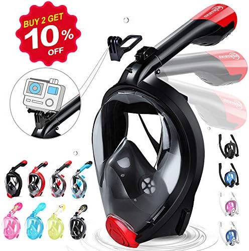HENGBIRD Snorkel Mask, Version 3.0 Full face Snorkeling Mask with Glasses Support Sports Camera Holder Anti-fog Scuba Mask Diving Mask for Adults and Kids Especially Eyeglass Wearer