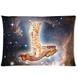 Funny Bacon Cat in Space Pillowcase - Pillowcase with Zipper, Pillow Protector Cover Cases - Standard Size 20x30 inches, One-sided Print