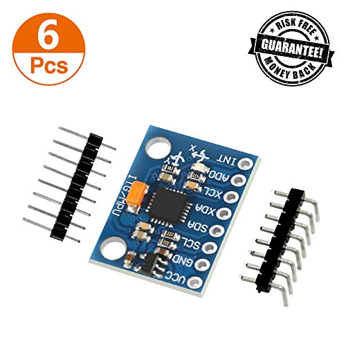 Aokin GY-521 MPU-6050 MPU6050 Module, 6 DOF 3 Axis Accelerometer Gyroscope Sensor Module 16Bit AD Converter Data Output IIC I2C DIY Kit for Arduino (6 Pcs)
