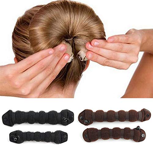 Hot Bun for Hair, 2PCS Magic Hair Styling Styler Hot Hair Donut Bun Ring Styler Maker,Big + Small(19cm+24cm,Brown)