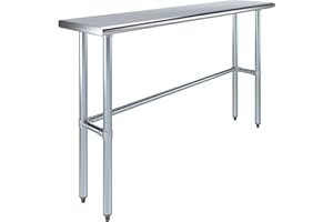 AmGood Stainless Steel Work Table Open Base | NSF Kitchen Island Food Prep | Laundry Garage Utility Bench (60" Long X 14" Deep)