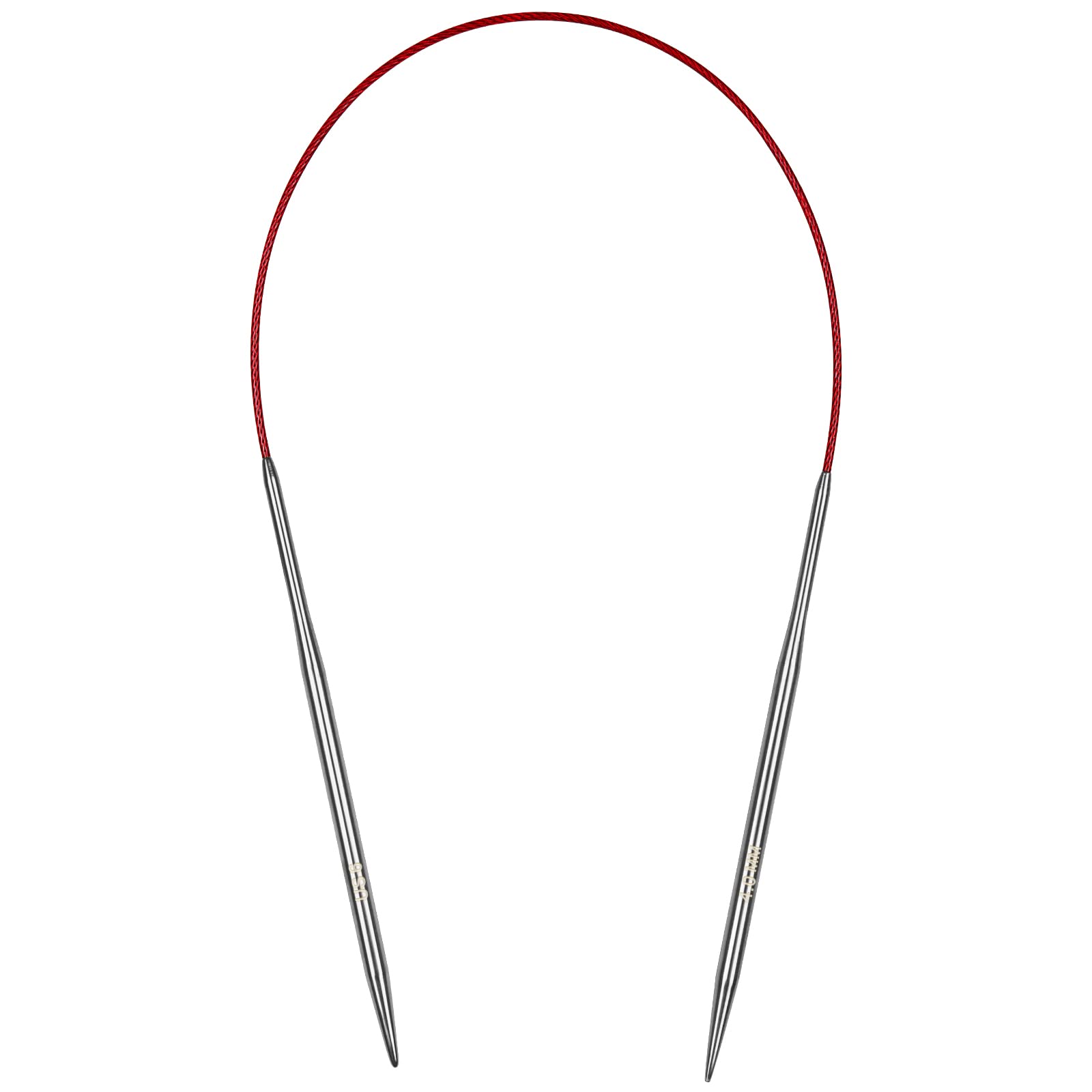 Aelike 4mm Short Round Knitting Needles - 40cm Flexible Cable, Metal Circular Needles for Knitting Socks and Small Projects, Size US 6