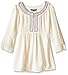 My Michelle Girls' Big Tunic Top Pom Trim and Embroidered Neckline
