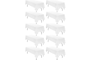 10 Pack 60 x 102 Inch Tablecloth, White Tablecloth for 6 Feet Rectangle Tables, Stain and Wrinkle Resistant Washable Fabric T