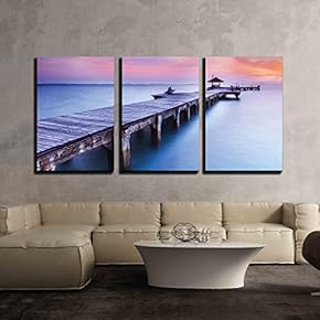 3 Piece Canvas Wall Art - Beautiful Inspiring Calmness at Sunrise - Modern Home Art Stretched and Framed Ready to Hang - 16"x24"x3 Panels