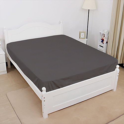Linenwala 1 PC Bedding Fitted sheet 400 TC 100% Egyptian Cotton Super Soft Long Staple, Italian finish fitted sheet fits upto 6" deep pocket mattress King, Dark Grey Solid