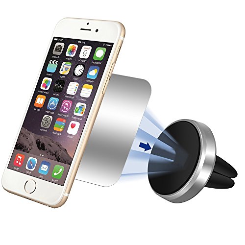 Car Mount, Bengoo Magnetic Car Air Vent Car Mount Phone Holder, Glossy Silver Metal Edged