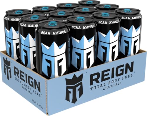 REIGN TOTAL BODY FUEL, WHITE HAZE, FITNESS & PERFORMANCE DRINK, 16 FL OZ (PACK OF 12)