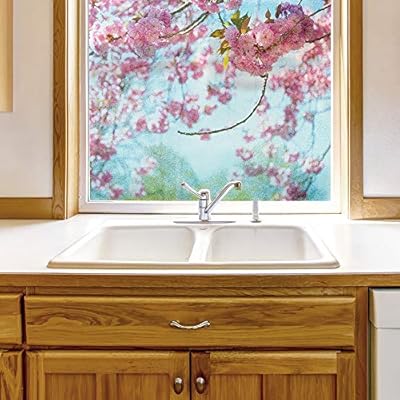 wall26 Window Film for Privacy Large Bright Flowers...