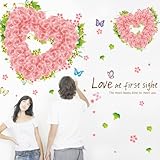 Domire LOVE AT FIRST SIGHT Words Style (Heart-shaped Rose) DIY Art Mural PVC Wall Stickers Decorative Stereoscopic Sticker for Bedroom sofa Bedside Ornament