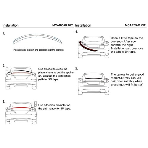 MCARCAR KIT Trunk Spoiler fits BMW 3 Series E90 325i 328i 330i 335i M3 M Sport M-tech Sedan 2005-2012 Factory Outlet Carbon Fiber CF Rear Boot Lid Highkick Wing Lip - Thumbnail 6