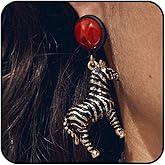 Retro Silver Horse Dangle Earrings for Women Dainty Textured Zebra Drop Earrings Funny 3D Animal Dangling Earring Birthday Jewelry Accessories