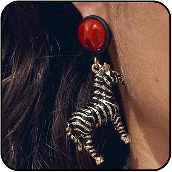 Orecchini Pendenti A Forma Di Zebra – Bohémien Con Testa Di Zebra, Ipoallergenici, Per Donna