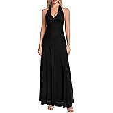Auraxe Summer Halter Long Formal Wedding Guest Derss Elegant Mesh V Neck Bodycon Cocktail Party Maxi Dresses for Women
