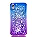 Tznzxm iPhone XR Case New Glitter Floating Flowing Flexible TPU Gradient Quicksand Series Anti-Scratch Shockproof Bling Diamond Sparkly Defender Protective Case for Apple iPhone XR Blue & Purple