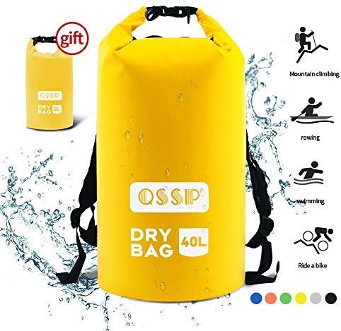 QSSP Waterproof Dry Bag, Roll Top Floating Storage Sack Keeps Gear Dry for Boating, Kayaking, Fishing, Boating, Rafting, Swimming, and Camping (2L/10L/20L/30L/40L)