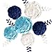 KEY SPRING 3D Paper Flower Decorations for Wall, Birthday Party, Navy Wedding Backdrop, Bridal Shower, Baby Shower, Nursery Wall Deco (Navy Blue, Beige, Aqua Blue, Set of 6)